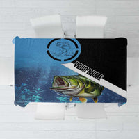 Largemouth Bass Fishing Underwater Graphic Tablecloth Mountain Silhouette and Custom Name Design - Wonder Print Shop