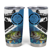 Largemouth Bass Fishing Underwater Graphic Tumbler Cup Mountain Silhouette and Custom Name Design - Wonder Print Shop