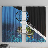 Largemouth Bass Fishing Underwater Graphic Window Curtain Mountain Silhouette and Custom Name Design - Wonder Print Shop