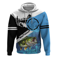 Largemouth Bass Fishing Underwater Graphic Zip Hoodie Mountain Silhouette and Custom Name Design - Wonder Print Shop