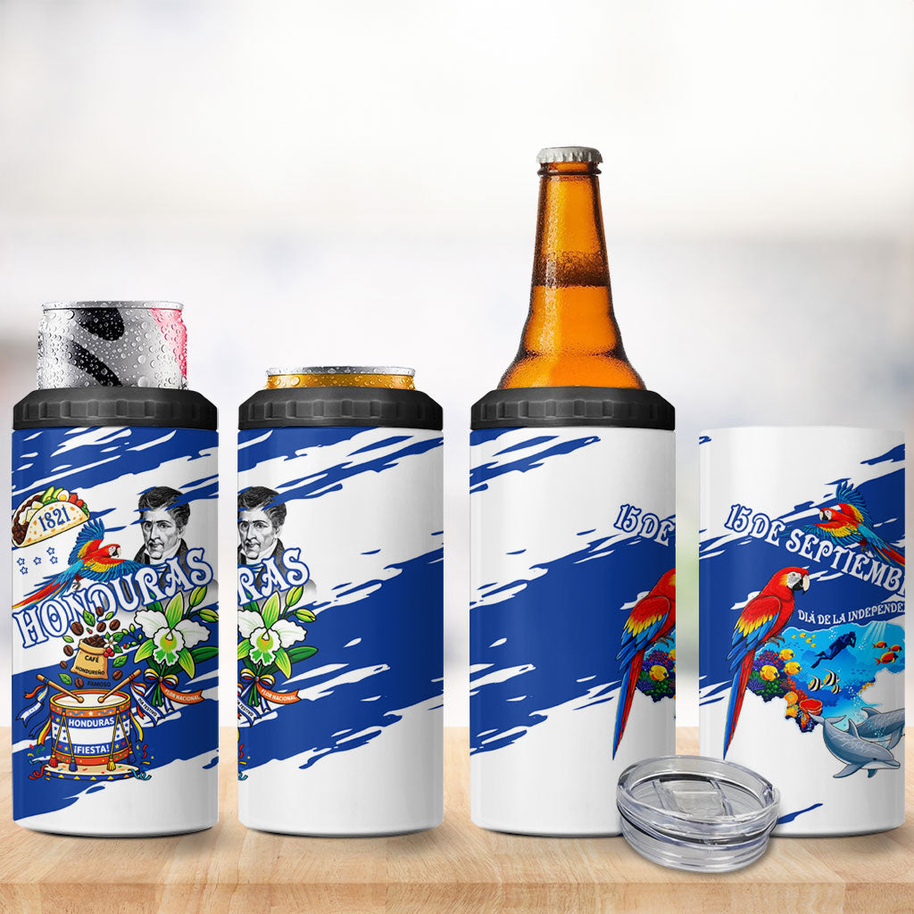 Honduras Independence Day 4 in 1 Can Cooler Tumbler Honduran Cultural Heritage Patriotic Symbols Vibrant