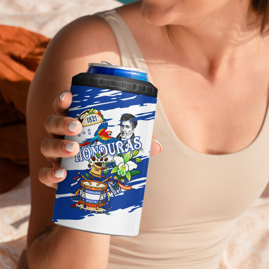 Honduras Independence Day 4 in 1 Can Cooler Tumbler Honduran Cultural Heritage Patriotic Symbols Vibrant
