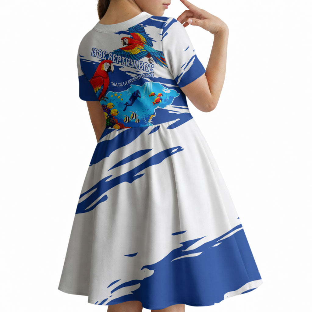 Honduras Independence Day Kid Short Sleeve Dress Honduran Cultural Heritage Patriotic Symbols Vibrant