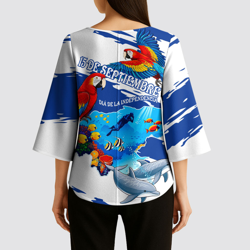 Honduras Independence Day Kimono Sleeve Blouse Honduran Cultural Heritage Patriotic Symbols Vibrant