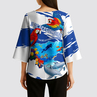 Honduras Independence Day Kimono Sleeve Blouse Honduran Cultural Heritage Patriotic Symbols Vibrant
