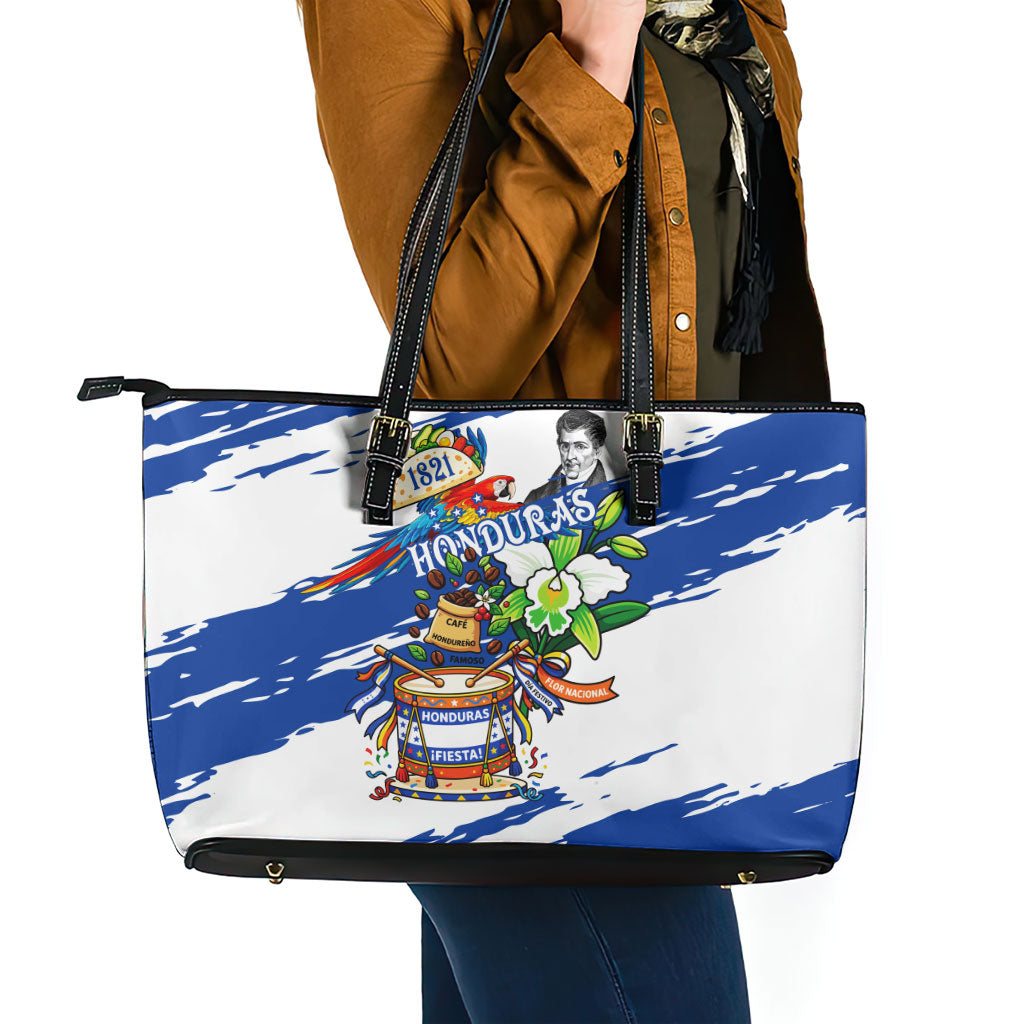 Honduras Independence Day Leather Tote Bag Honduran Cultural Heritage Patriotic Symbols Vibrant