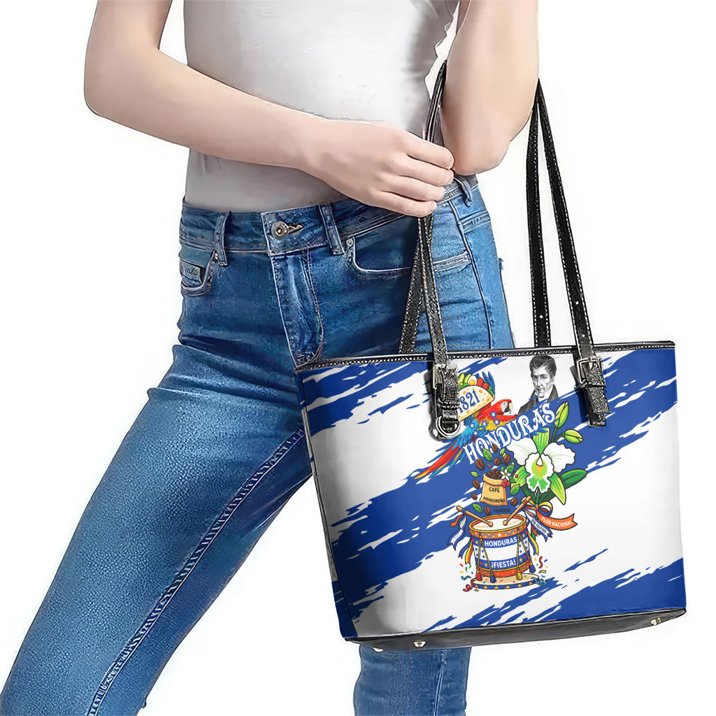 Honduras Independence Day Leather Tote Bag Honduran Cultural Heritage Patriotic Symbols Vibrant