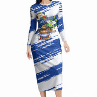 Honduras Independence Day Long Sleeve Bodycon Dress Honduran Cultural Heritage Patriotic Symbols Vibrant