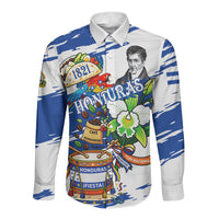 Honduras Independence Day Long Sleeve Button Shirt Honduran Cultural Heritage Patriotic Symbols Vibrant