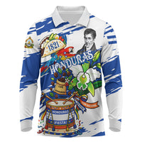 Honduras Independence Day Long Sleeve Polo Shirt Honduran Cultural Heritage Patriotic Symbols Vibrant