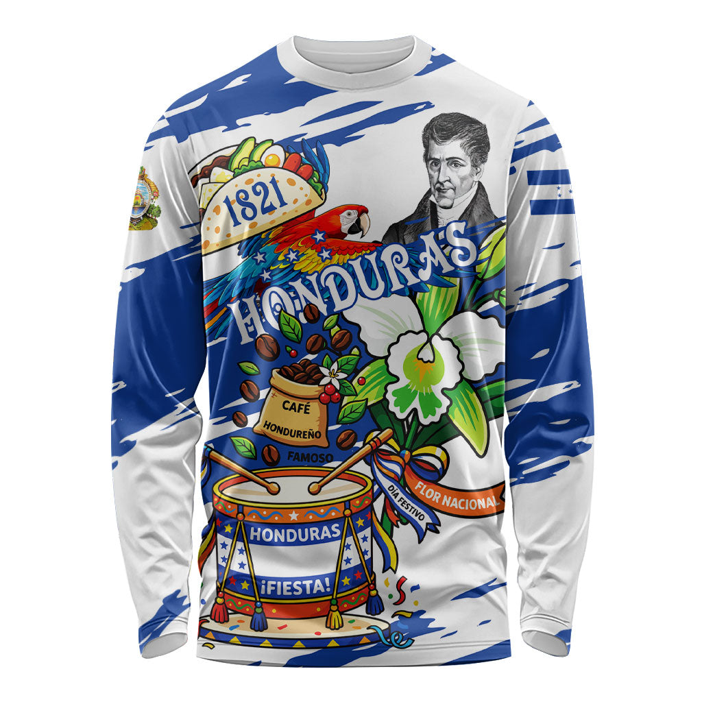 Honduras Independence Day Long Sleeve Shirt Honduran Cultural Heritage Patriotic Symbols Vibrant