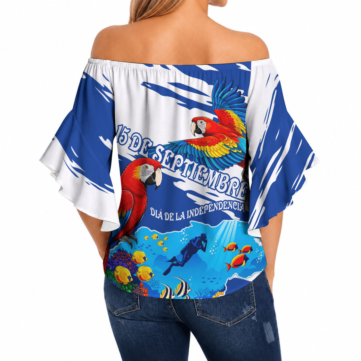 Honduras Independence Day Off Shoulder Wrap Waist Top Honduran Cultural Heritage Patriotic Symbols Vibrant