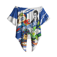 Honduras Independence Day Off Shoulder Wrap Waist Top Honduran Cultural Heritage Patriotic Symbols Vibrant