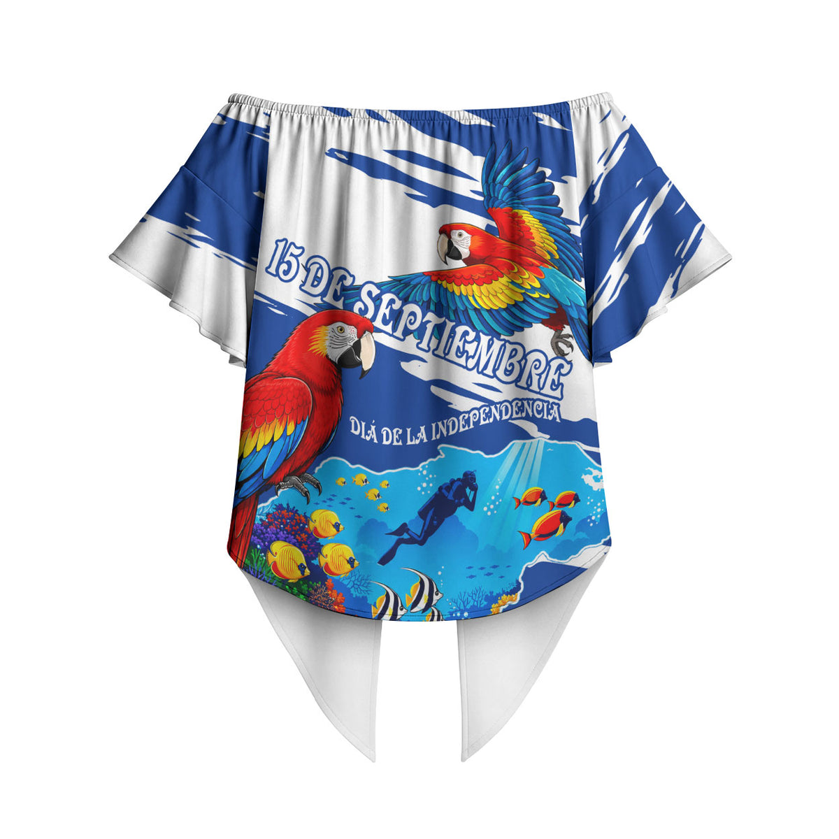 Honduras Independence Day Off Shoulder Wrap Waist Top Honduran Cultural Heritage Patriotic Symbols Vibrant