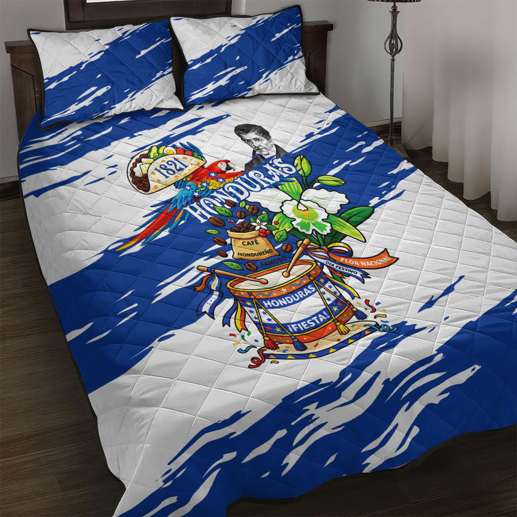 Honduras Independence Day Quilt Bed Set Honduran Cultural Heritage Patriotic Symbols Vibrant