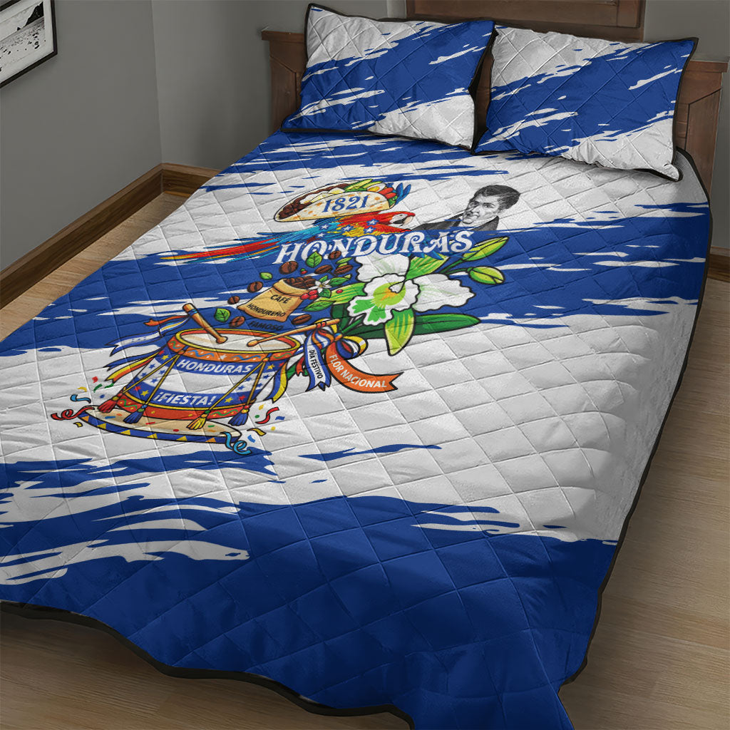 Honduras Independence Day Quilt Bed Set Honduran Cultural Heritage Patriotic Symbols Vibrant