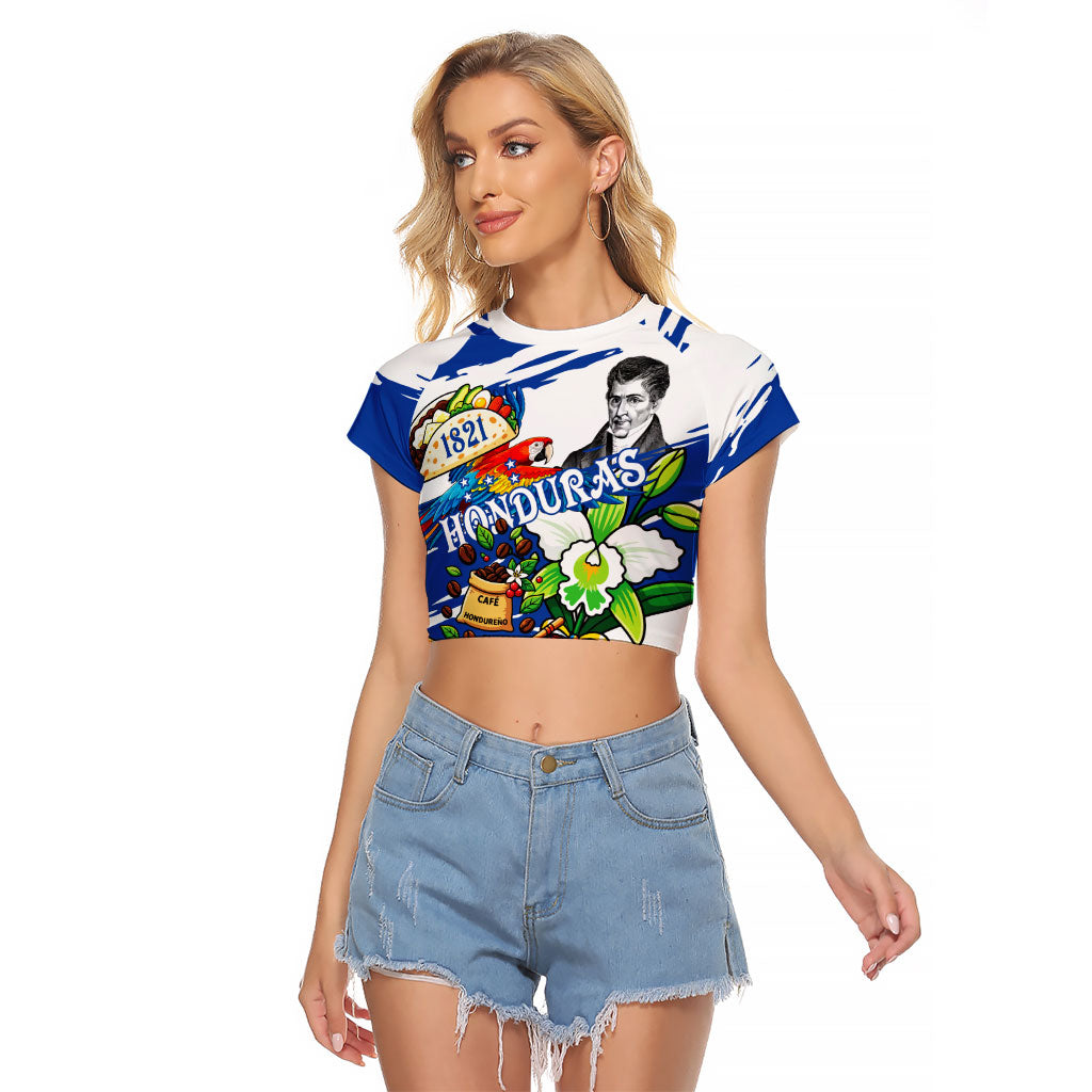 Honduras Independence Day Raglan Cropped T Shirt Honduran Cultural Heritage Patriotic Symbols Vibrant