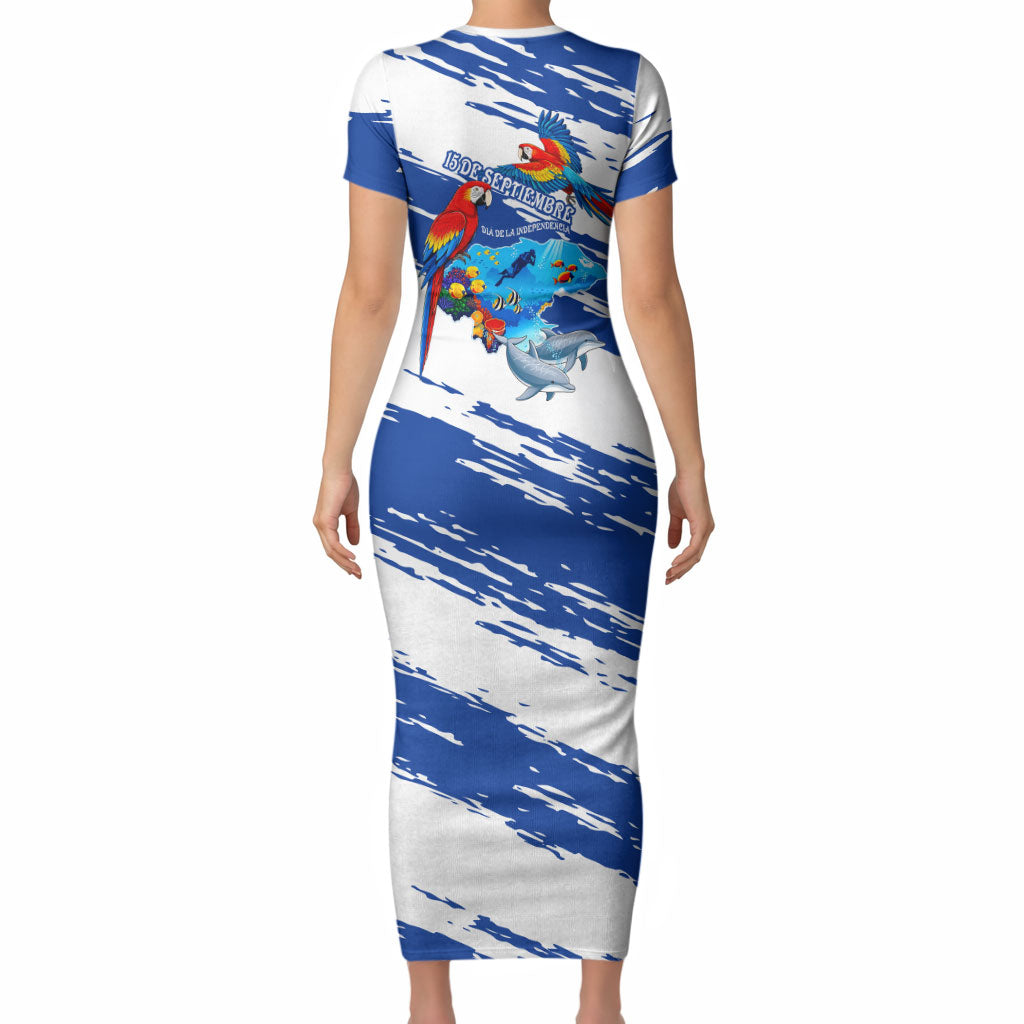 Honduras Independence Day Short Sleeve Bodycon Dress Honduran Cultural Heritage Patriotic Symbols Vibrant