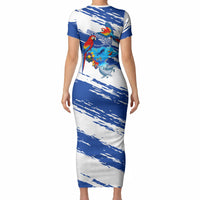Honduras Independence Day Short Sleeve Bodycon Dress Honduran Cultural Heritage Patriotic Symbols Vibrant
