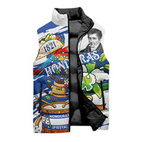 Honduras Independence Day Sleeveless Puffer Jacket Honduran Cultural Heritage Patriotic Symbols Vibrant