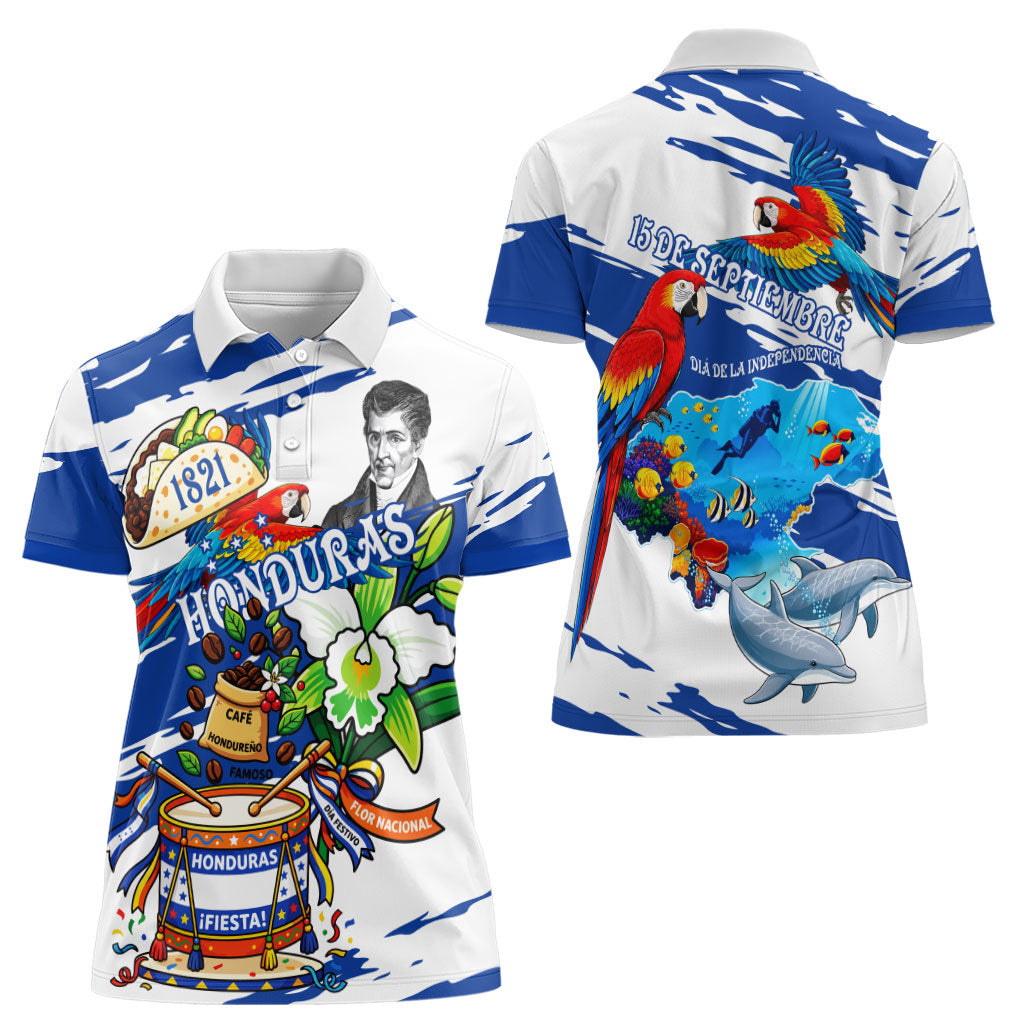 Honduras Independence Day Women Polo Shirt Honduran Cultural Heritage Patriotic Symbols Vibrant