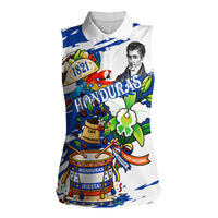 Honduras Independence Day Women Sleeveless Polo Shirt Honduran Cultural Heritage Patriotic Symbols Vibrant