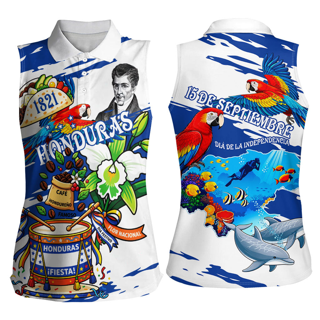 Honduras Independence Day Women Sleeveless Polo Shirt Honduran Cultural Heritage Patriotic Symbols Vibrant