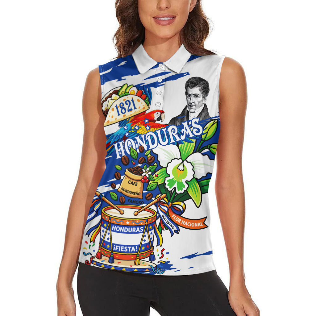 Honduras Independence Day Women Sleeveless Polo Shirt Honduran Cultural Heritage Patriotic Symbols Vibrant