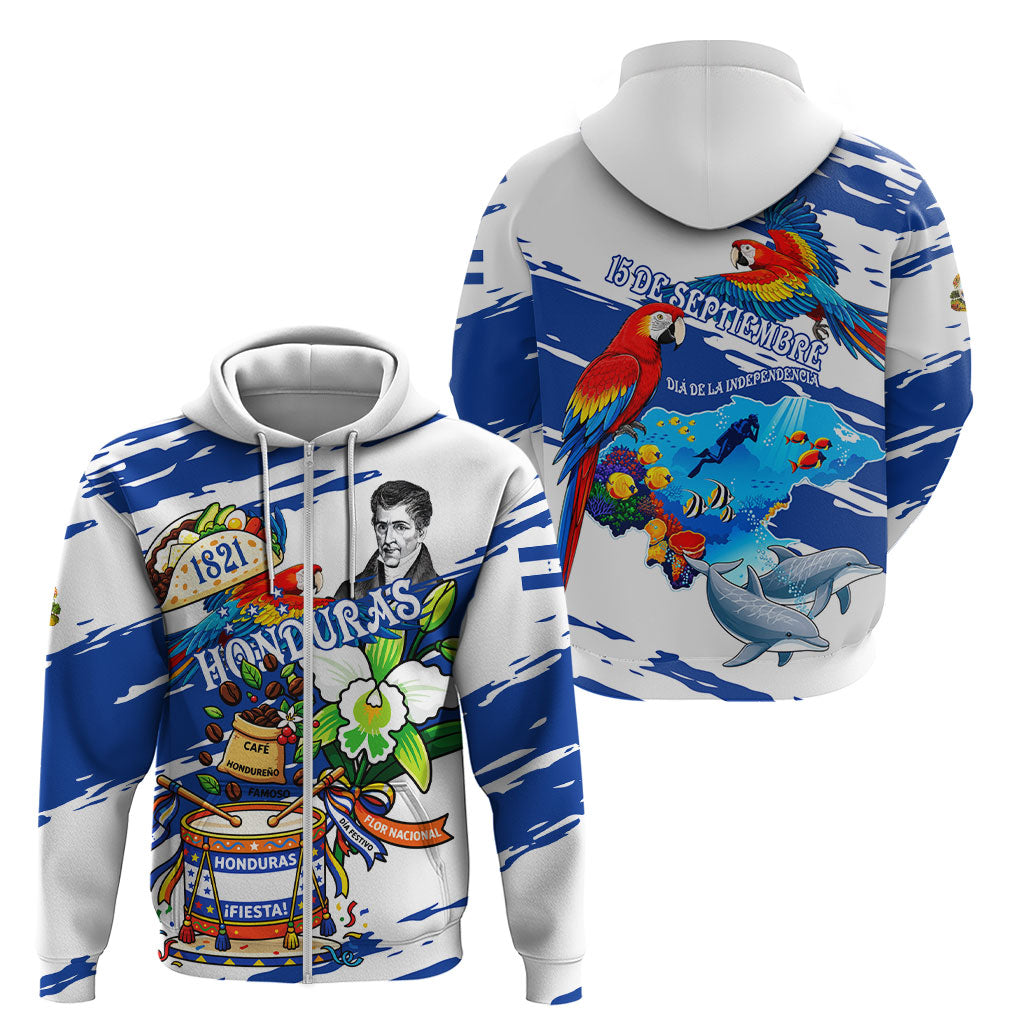 Honduras Independence Day Zip Hoodie Honduran Cultural Heritage Patriotic Symbols Vibrant