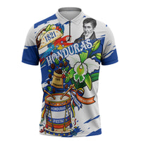 Honduras Independence Day Zipper Polo Shirt Honduran Cultural Heritage Patriotic Symbols Vibrant