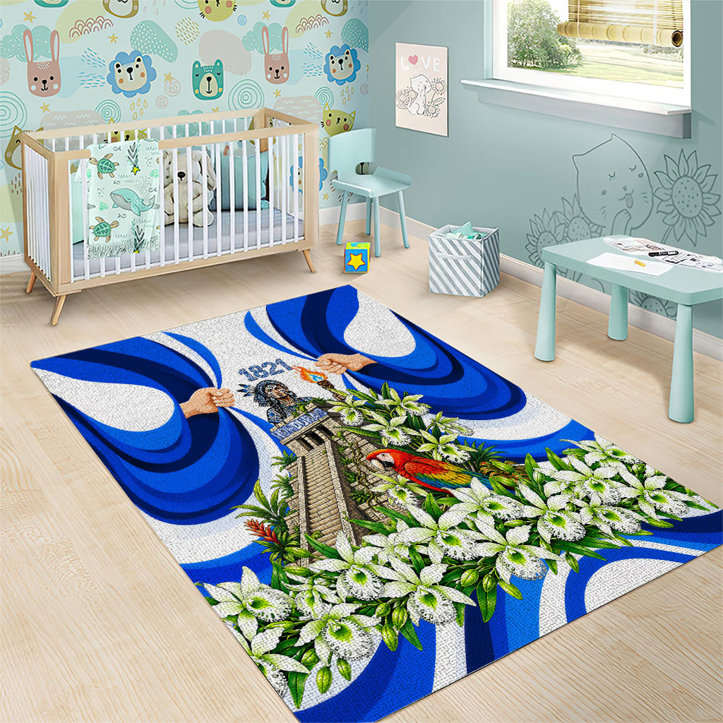 Honduras Independence Day Area Rug Mayan Temple White Orchid Patriotic