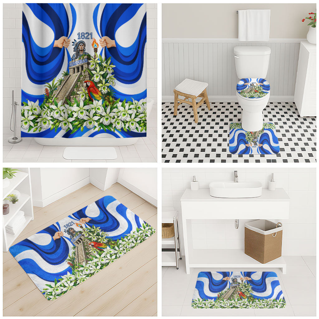 Honduras Independence Day Bathroom Set Mayan Temple White Orchid Patriotic