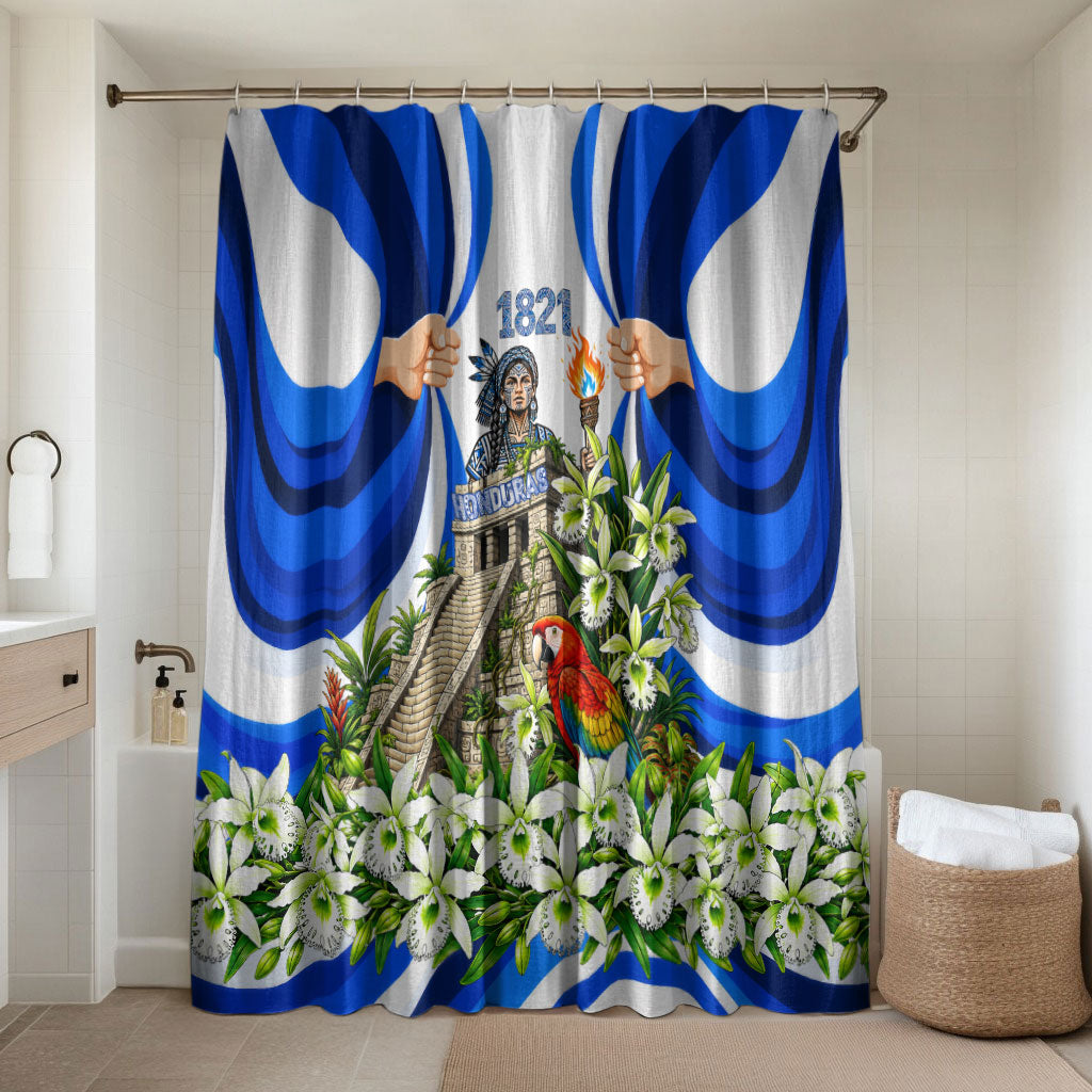 Honduras Independence Day Bathroom Set Mayan Temple White Orchid Patriotic