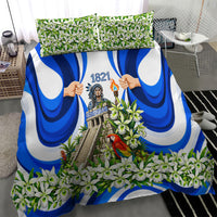 Honduras Independence Day Bedding Set Mayan Temple White Orchid Patriotic