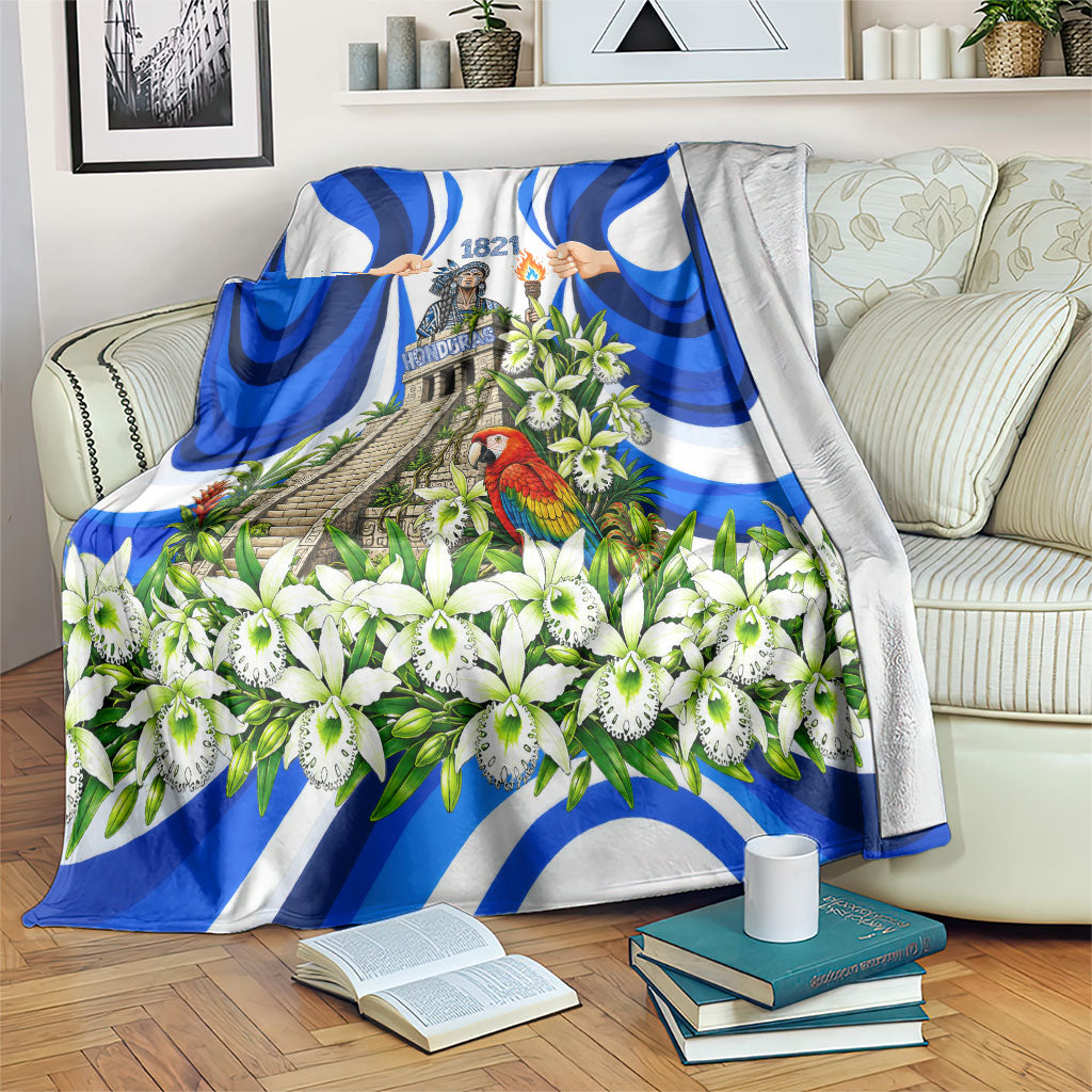 Honduras Independence Day Blanket Mayan Temple White Orchid Patriotic