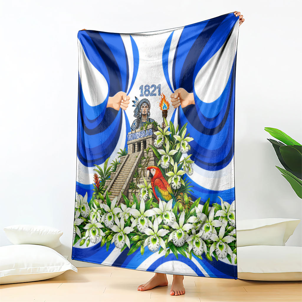 Honduras Independence Day Blanket Mayan Temple White Orchid Patriotic