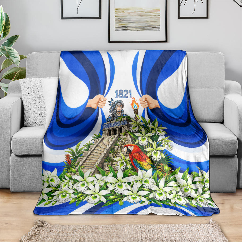 Honduras Independence Day Blanket Mayan Temple White Orchid Patriotic