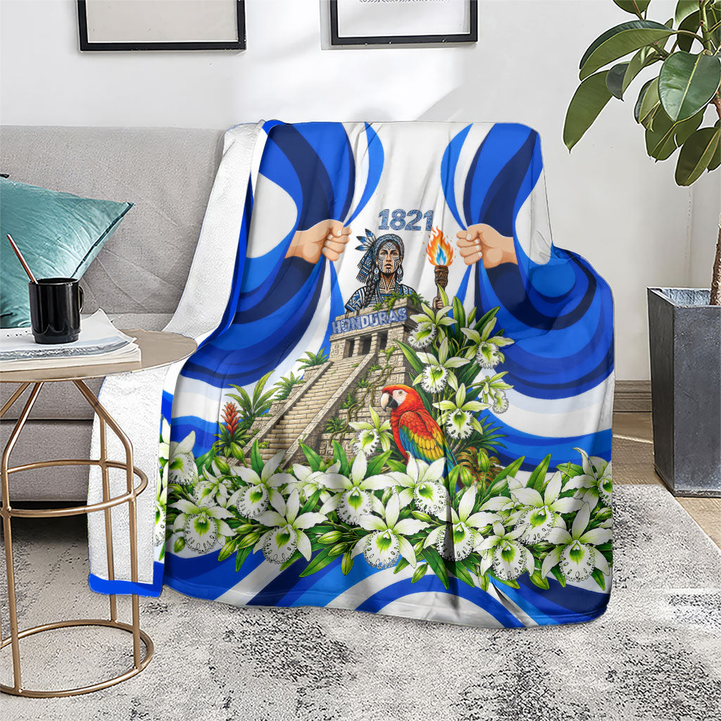 Honduras Independence Day Blanket Mayan Temple White Orchid Patriotic