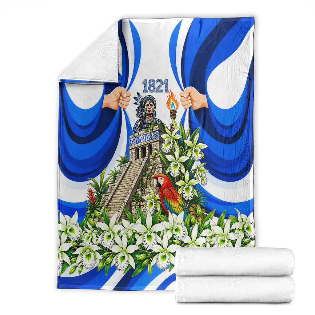 Honduras Independence Day Blanket Mayan Temple White Orchid Patriotic