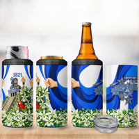 Honduras Independence Day 4 in 1 Can Cooler Tumbler Mayan Temple White Orchid Patriotic