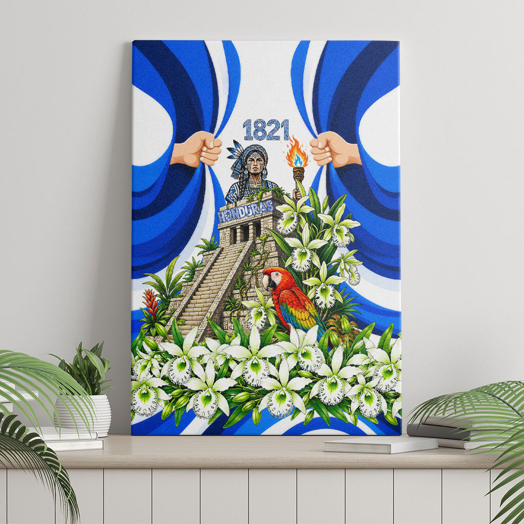 Honduras Independence Day Canvas Wall Art Mayan Temple White Orchid Patriotic