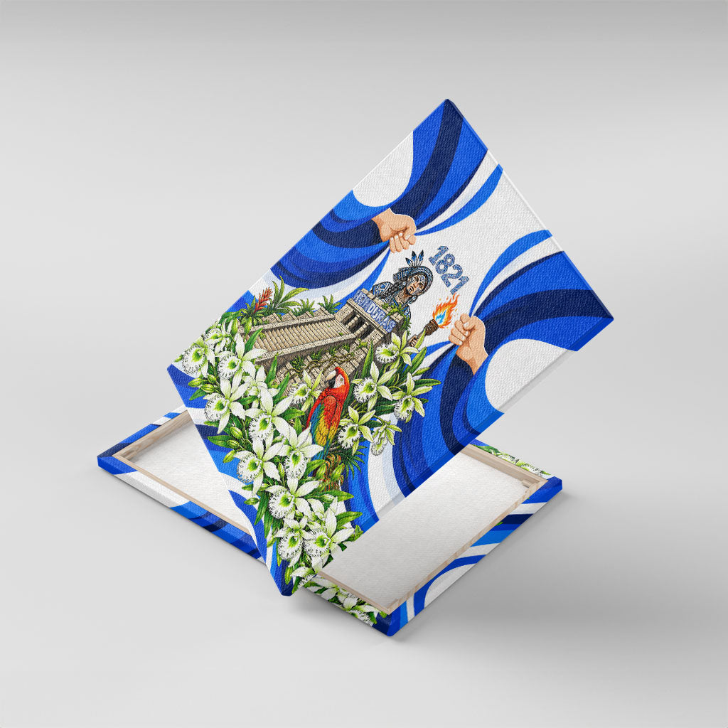 Honduras Independence Day Canvas Wall Art Mayan Temple White Orchid Patriotic