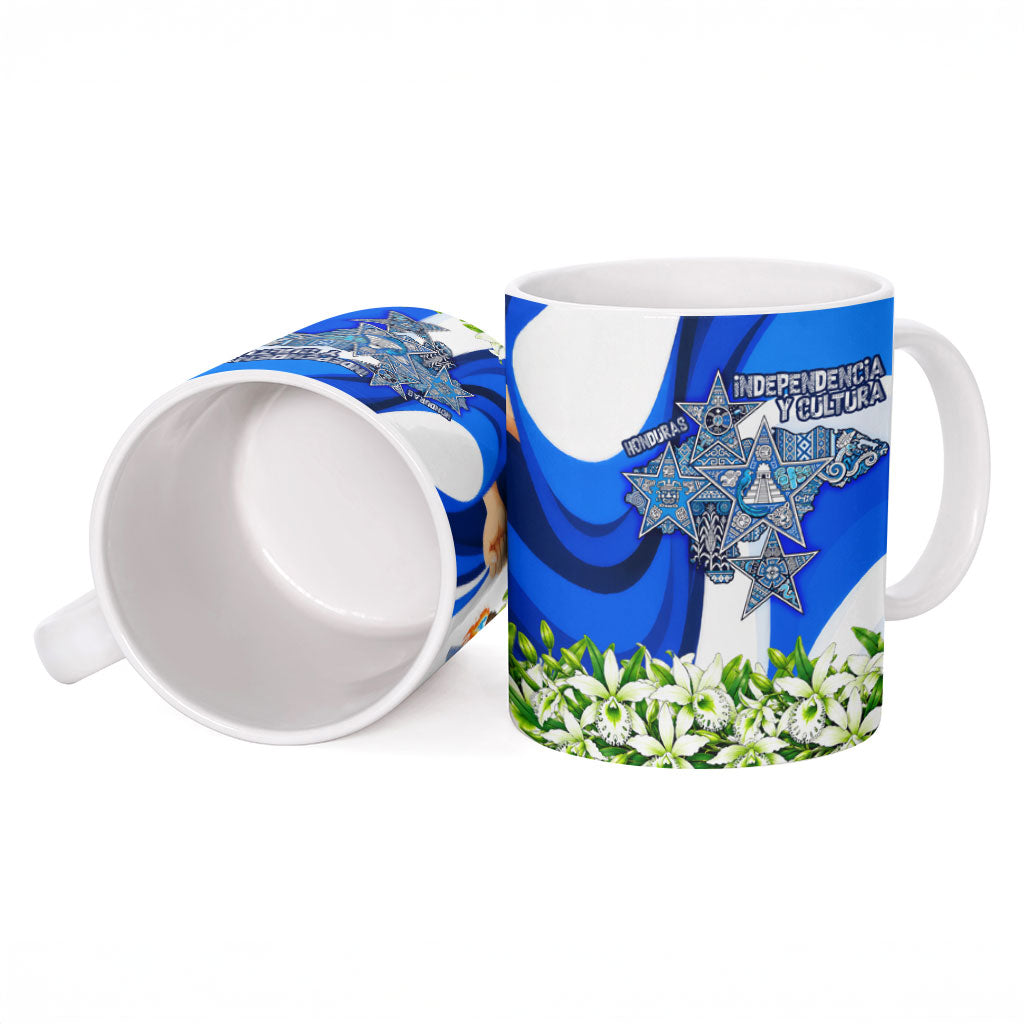 Honduras Independence Day Ceramic Mug Mayan Temple White Orchid Patriotic