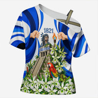 Honduras Independence Day Cross Shoulder Shirt Mayan Temple White Orchid Patriotic