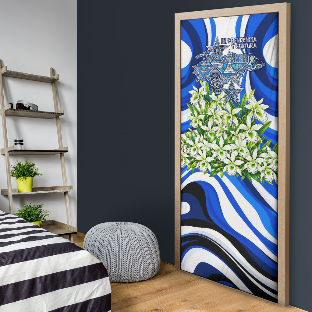 Honduras Independence Day Door Cover Mayan Temple White Orchid Patriotic