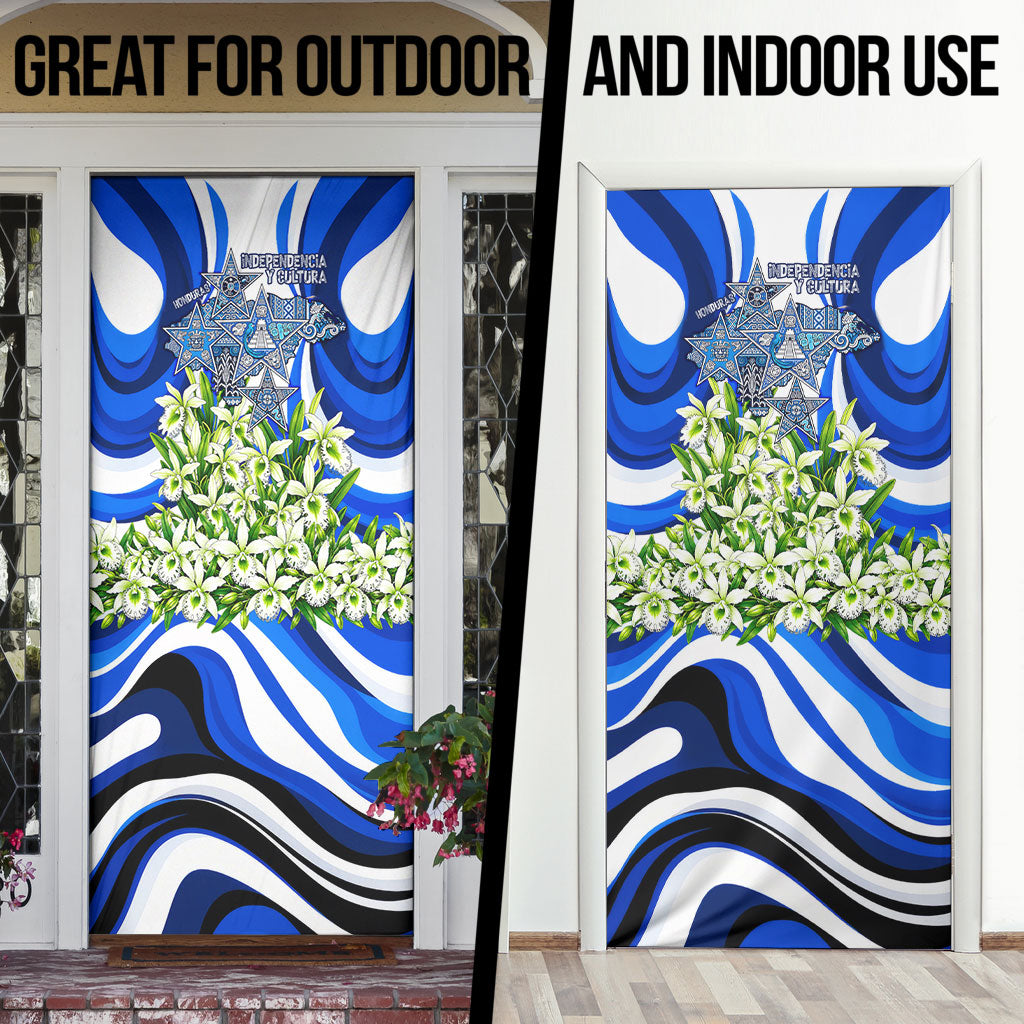 Honduras Independence Day Door Cover Mayan Temple White Orchid Patriotic