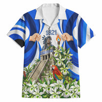 Honduras Independence Day Hawaiian Shirt Mayan Temple White Orchid Patriotic