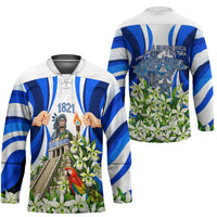 Honduras Independence Day Hockey Jersey Mayan Temple White Orchid Patriotic