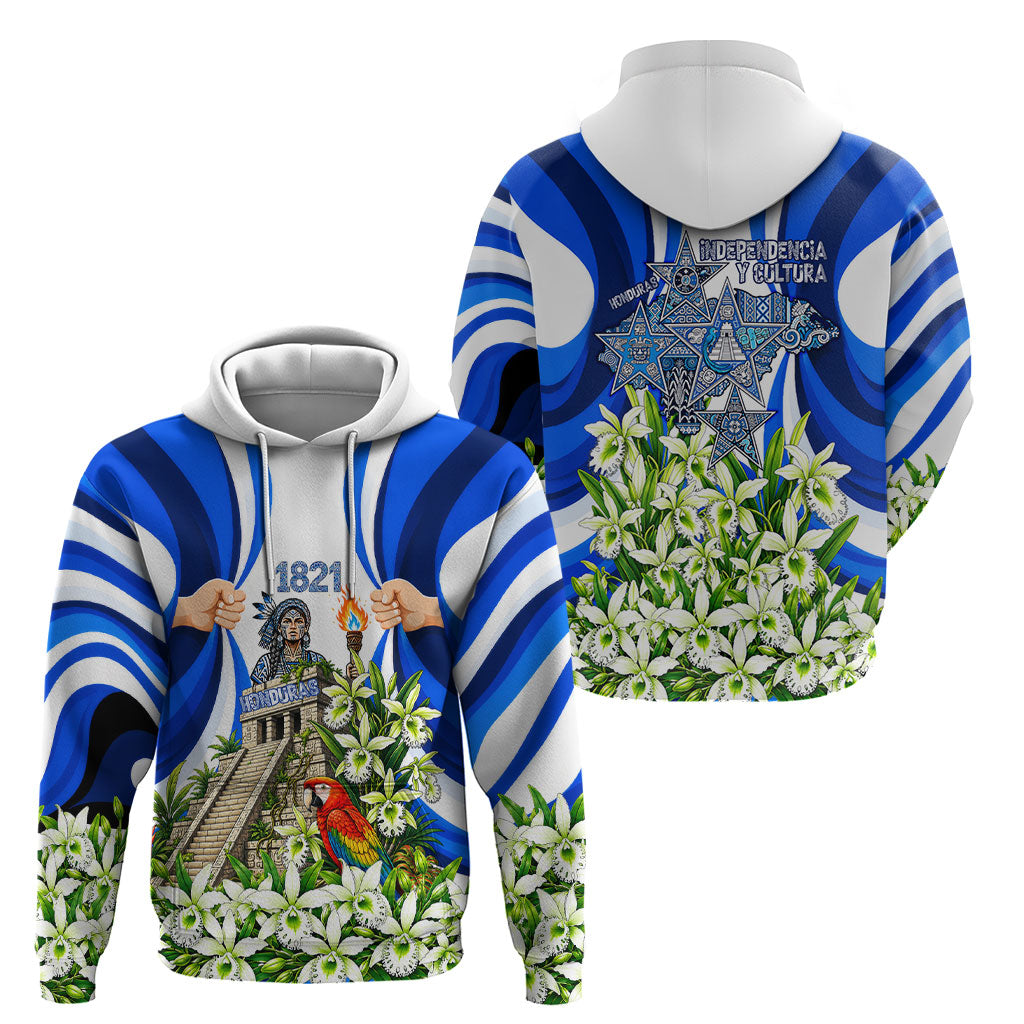 Honduras Independence Day Hoodie Mayan Temple White Orchid Patriotic