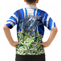 Honduras Independence Day Kid Hawaiian Shirt Mayan Temple White Orchid Patriotic